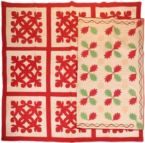 Two Hand Stitched and Pieced Cotton Quilts