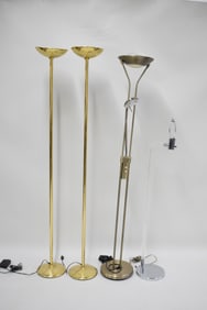 Pair of Modern Brass Finished Floor Lamps