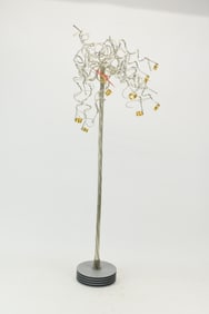 Modern Bent Aluminum Wire Work Lighted Tree