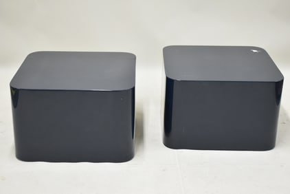 Pair of Modern Blue Lacquered Low Side Tables
