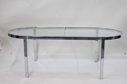 Modern Chrome Glass Top Dining Table