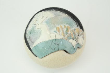 Modern Bill Herb Raku Pottery Covered Bowl