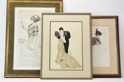 Two Antique Maurice Milliere Etchings