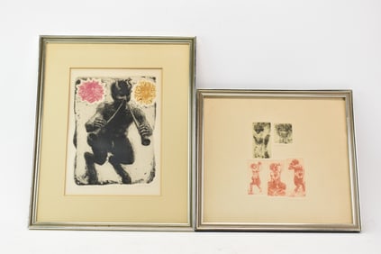 Two David Bumbeck Colored Etchings