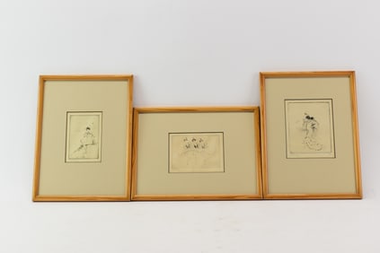 Three Troy Kinney signed Etchings of Ladies