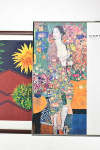 Vintage Gustav Klimt Exhibition Poster: Vintage Gustav Klimt Exhibition PosterVintage Gustav Klimt Exhibition Poster 36 1/4" x 24". Together with Limited Edition Titled Cactus and Two Flowers 102/195 signed Bo Coker 29" x 28&