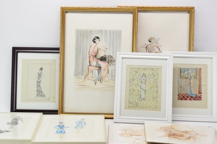 Group of Nine Pieces of Assorted Fashion Artworks