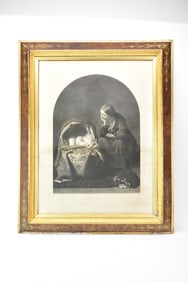 Antique Fondly Gazing Print of Mother and Baby