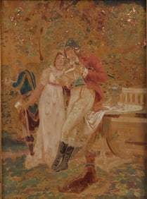 Courting Couple, Oil on Canvas