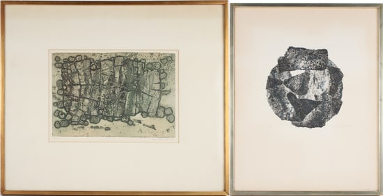 Nono Reinhold, Dutch 1922-1990, Two Abstract, Aquatint Etchings