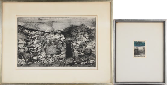 Nono Reinhold, Dutch 1922-1990, Two Abstract, Aquatint Etchings