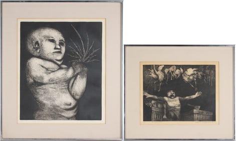 Chaim Koppelman, American 1920-2009, The Soul's Tomb and Grasping the Bramble, Etchings