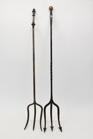 Two Large Iron Hearth Forks