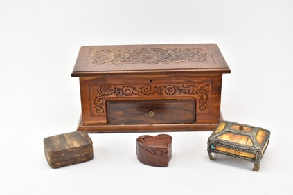 Vintage Laura Carved Cedar Jewelry Box