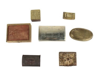 Group of Seven Continental Antique Snuff and Tobacco Boxes