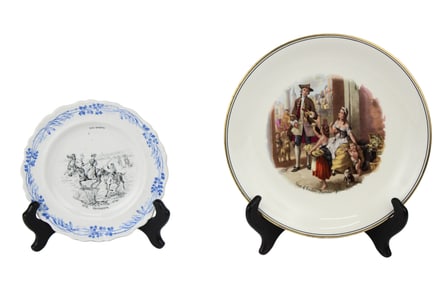 Twelve French Terre de Fer "Les Sports" Plates