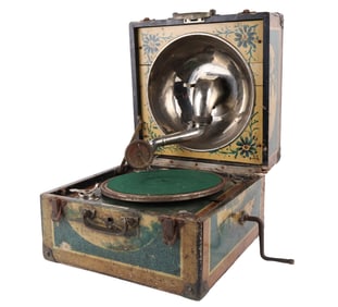 Painted Paillard Music Box Record Player