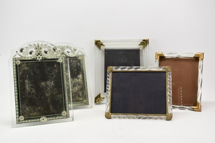 Group of Five Assorted Glass Table Top Picture Frames