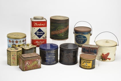Vintage Group of Assorted Advertising Tin Containers
