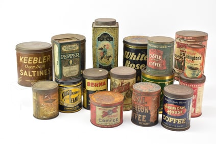 Vintage Group of Assorted Advertising Tin Containers