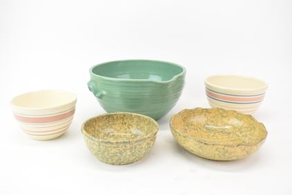 Large Vintage Green Batter Bowl