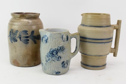 Two Vintage Stoneware Pitchers