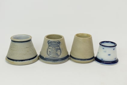 Set Of Four Vintage Stoneware Match Holders