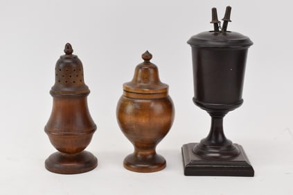 Vintage Turned Wood Oil Lamp