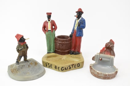 Three Vintage Black Americana Ashtrays