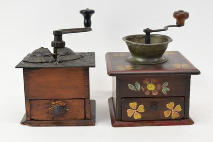 Two Vintage Table Top Coffee Grinders