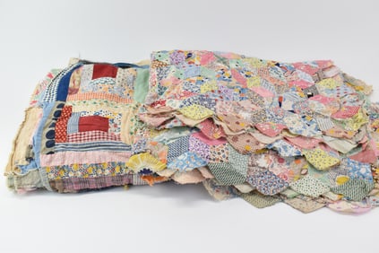 Two Vintage Patchwork Quilt Tops