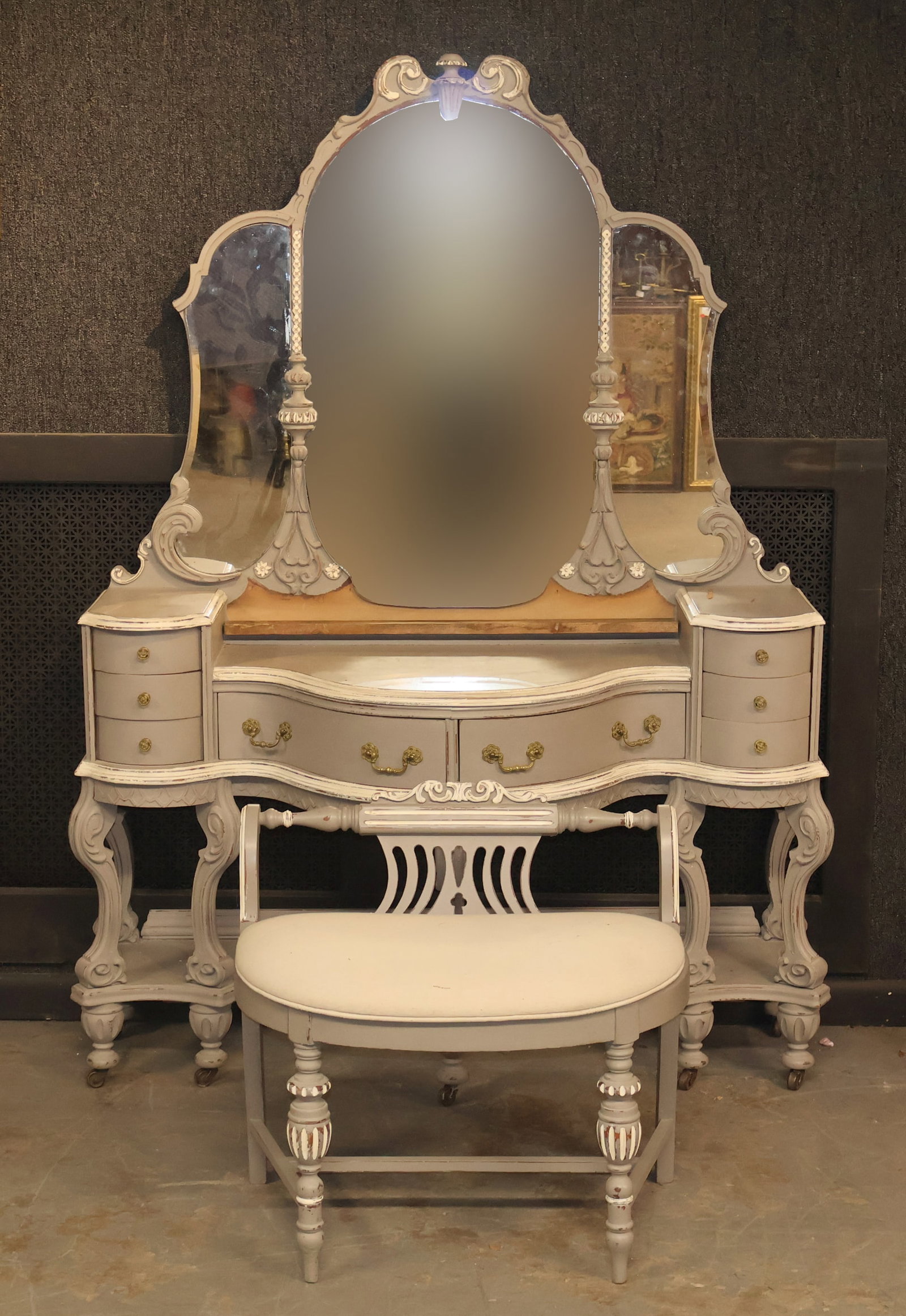 French Provincial Style Painted Vanity (1 of 17)
