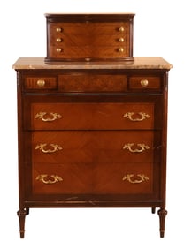Neoclassical Style Marble Top Dressing Chest
