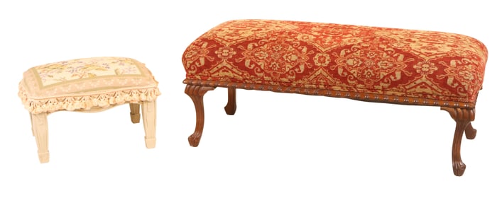 Continental Style Carved Mahogany Window Seat