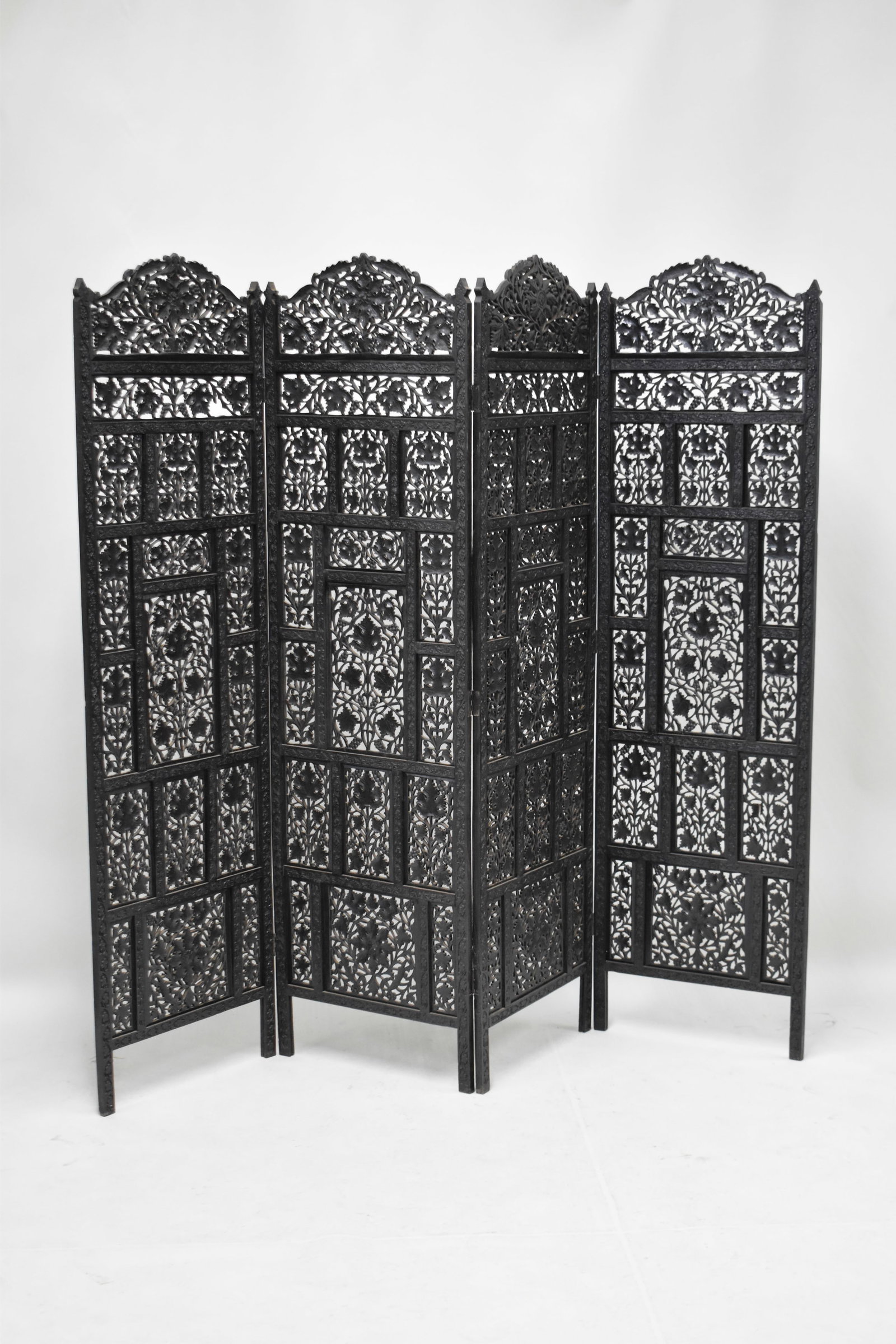Vintage Four Panel Heavily Carved Aesthetic Folding Screen (1 of 10)