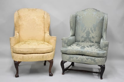 Chippendale Style Gold Upholstered Wingback Armchair