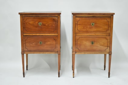 Antique Pair of Italian Two Drawer Side Chests