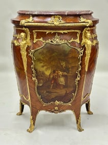 French Louis XV Style Ormolu Mounted Marble Top Cabinet