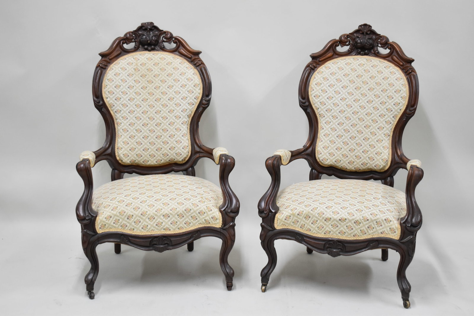 Pair of Victorian Finger Carved Armchairs (1 of 12)