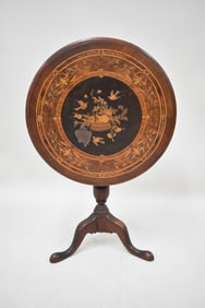 Marquetry Inlaid Tilt Top Occasional Table