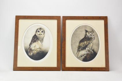 Two Vintage Lois Carson Limited Edition Owl Prints