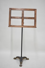 Vintage Iron and Oak Adjustable Music Stand