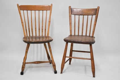 Two Antique Windsor Spindle Back Side Chairs