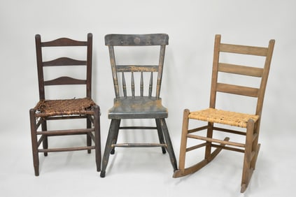 Antique Wooden Ladderback Rocking Chair