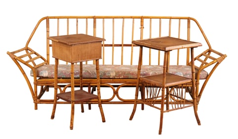 Vintage Bamboo Settee