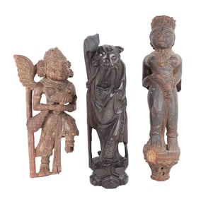 Three Carved Wood Figured