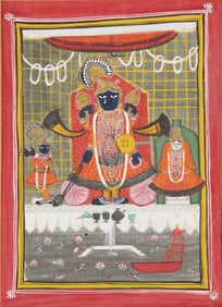 Indian Miniature Painting of Krishna as Sri Nathji