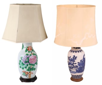 Chinese Famille Rose Porcelain Vase, Fitted as a Lamp