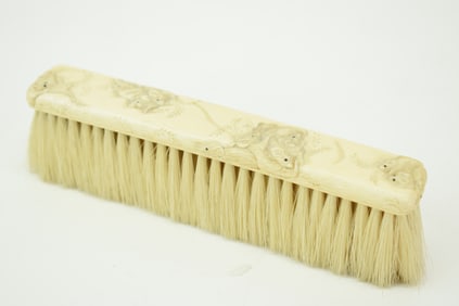 Antique Japanese's Bone Brush with Carved Mouse Decoration