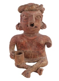 Nayarit Pottery Semi-Nude Seated Female Figure